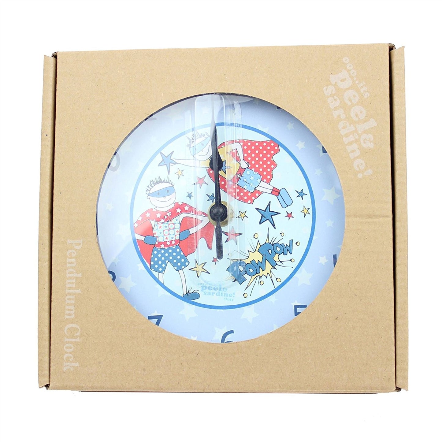 Peel & Sardine "Superhero" Pendulum Clock - hanrattycraftsgifts.co.uk