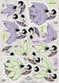 Frou Frou Die-Cut Punch-Out Sheet 8"X12"-Foiled Fandango Girl Lilac & Green - hanrattycraftsgifts.co.uk