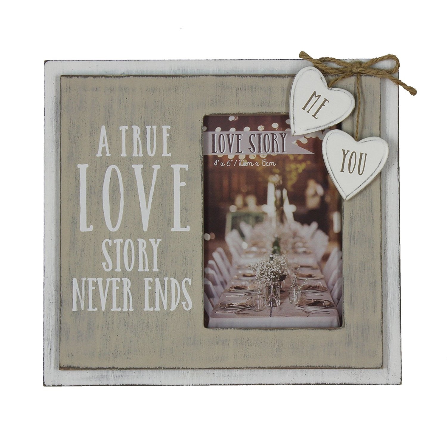 Love Story Wooden Frame "True Love Story" 4" x 6" - hanrattycraftsgifts.co.uk