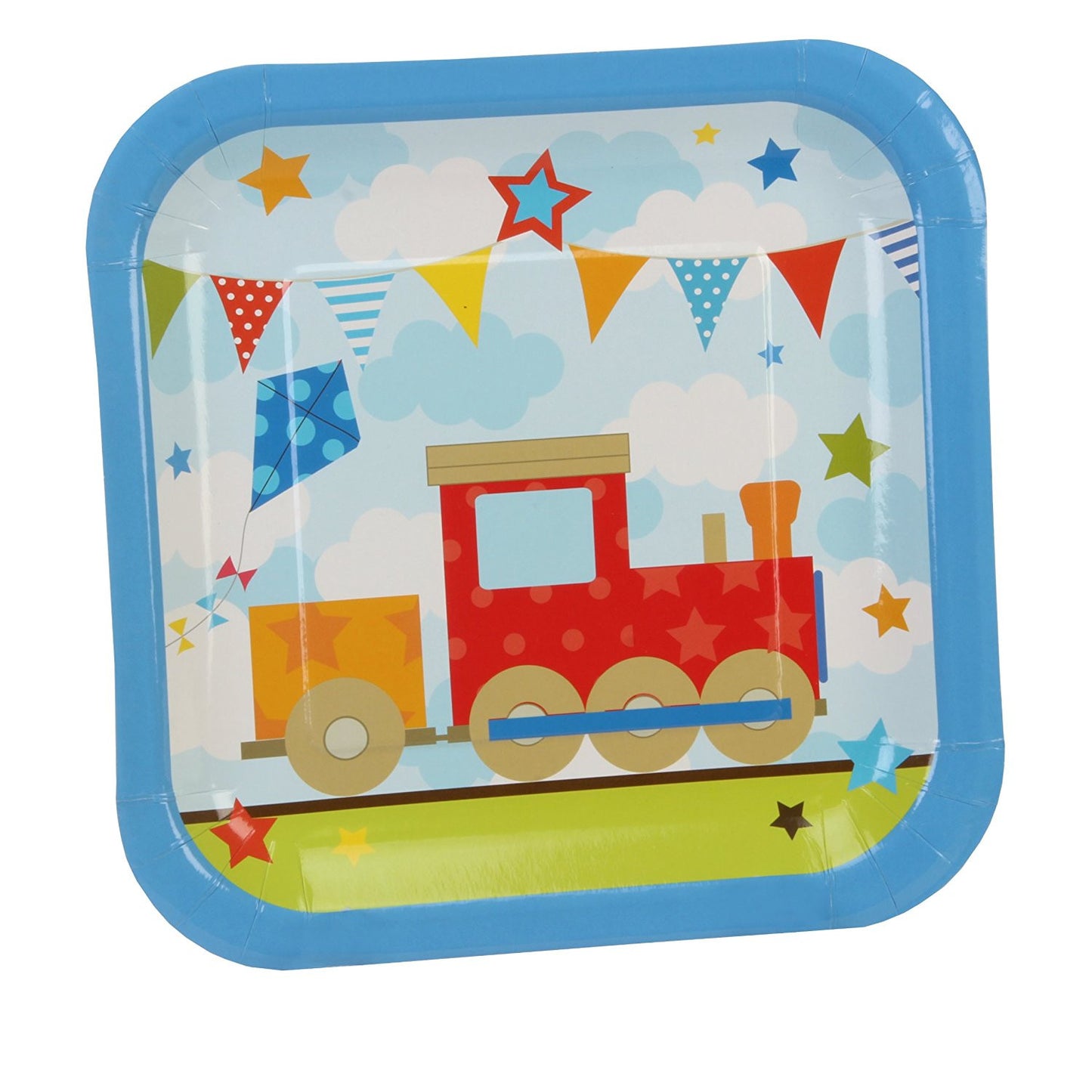 Kiddiwinks Partyware Pack of 8 Party Plates - Boy Des Square - hanrattycraftsgifts.co.uk