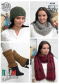 King Cole 4308 Knitting Pattern Leaflet Scarf, Cowl, Hat and Leg Warmers to knit in Venice Chunky - hanrattycraftsgifts.co.uk