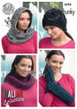 King Cole Ladies Knitting Pattern Womens Accessories Cowls Hat Mittens Florence Chunky (4298) - hanrattycraftsgifts.co.uk