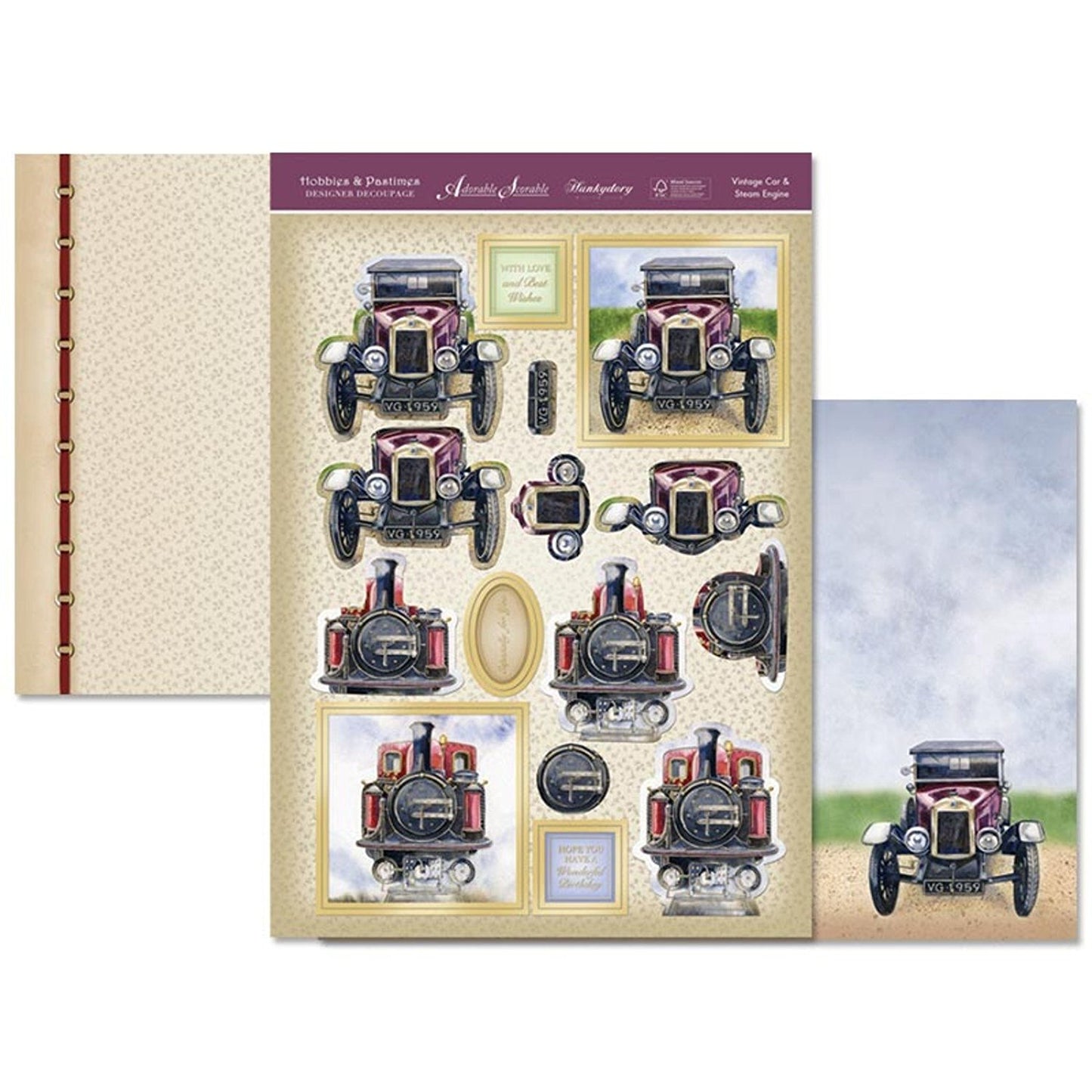 Hunkydory Designer Decoupage VINTAGE CAR & STEAM ENGINE - Hobbies & Pastimes - hanrattycraftsgifts.co.uk