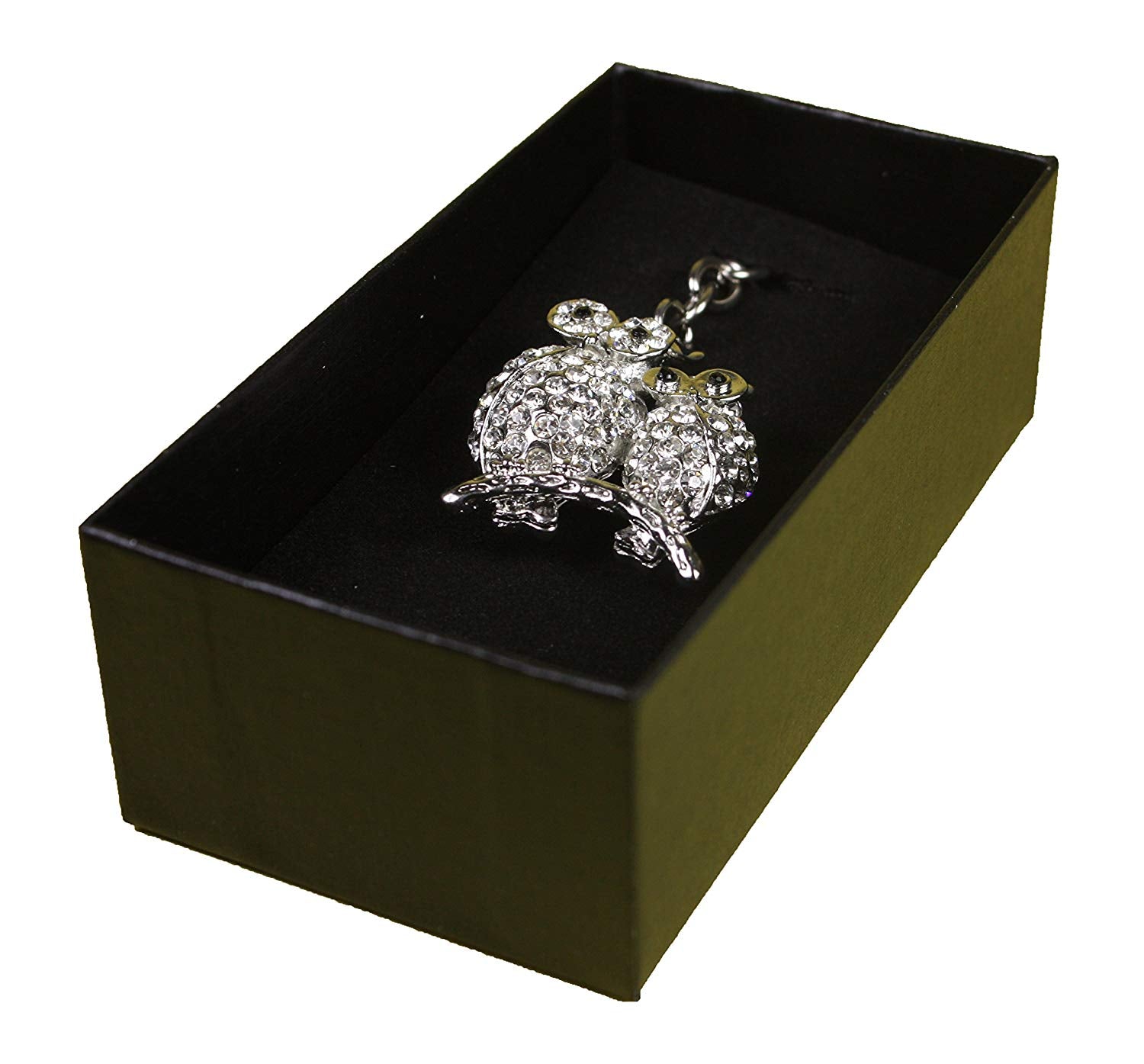 Owls Diamante Keyring and Presentation Box - hanrattycraftsgifts.co.uk