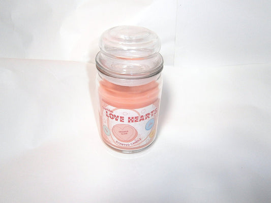 love hearts scented candle large jar orange glow - hanrattycraftsgifts.co.uk