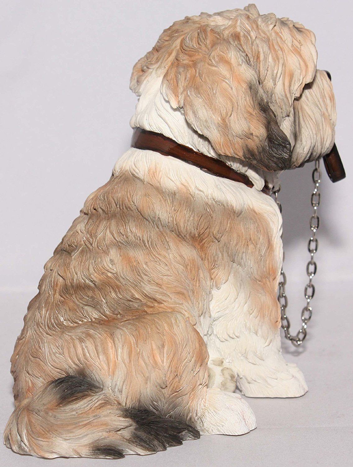 Brown & White Shih Tzu Sitting With Lead In Mouth - Walkies - hanrattycraftsgifts.co.uk