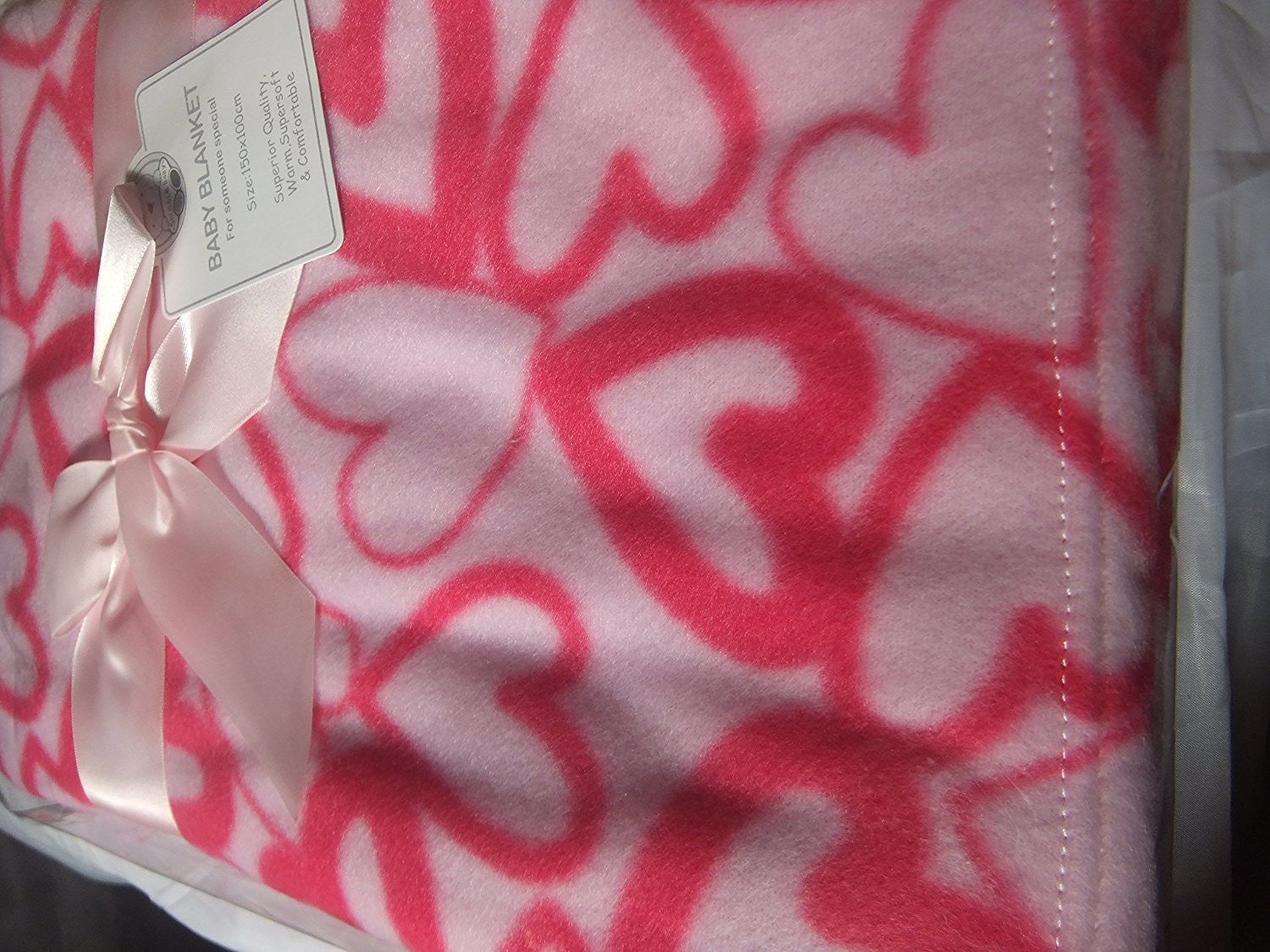Pink Hearts Baby Cot Blanket by Nursery Time 100x150cm - hanrattycraftsgifts.co.uk