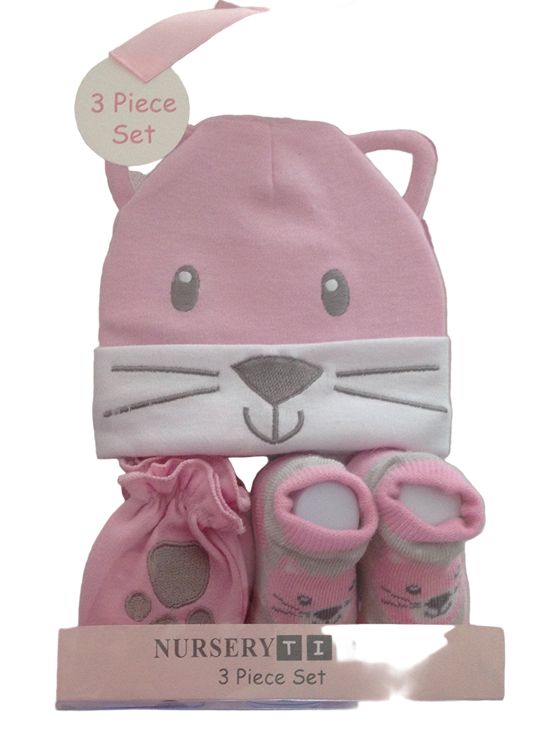 Very Cute Set for Baby - 0 to 6 months Hat, Mittens and Booties Blue Or Pink - hanrattycraftsgifts.co.uk