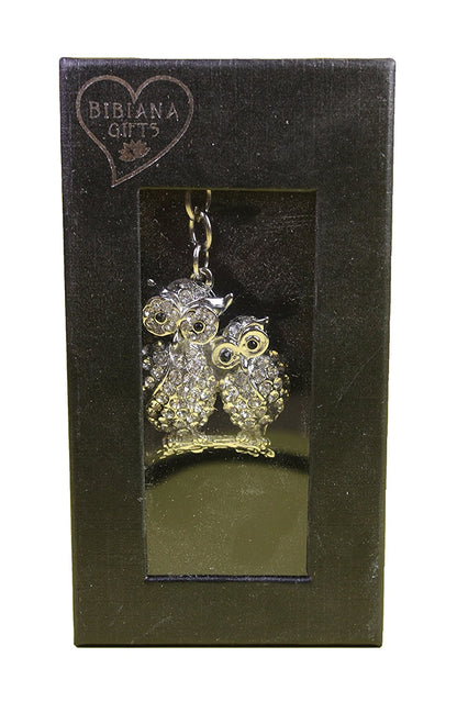 Owls Diamante Keyring and Presentation Box - hanrattycraftsgifts.co.uk