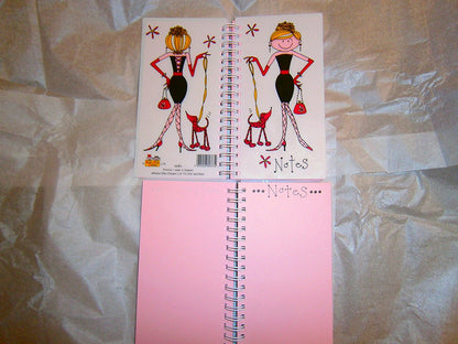 lady notes book elegant lady women holding bag and dog - hanrattycraftsgifts.co.uk
