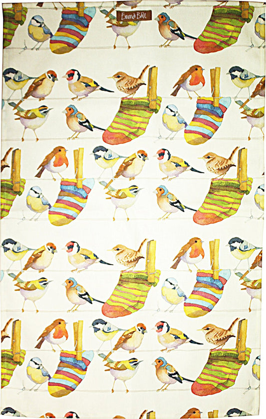 Emma Ball Garden Birds cotton Tea Towel - hanrattycraftsgifts.co.uk