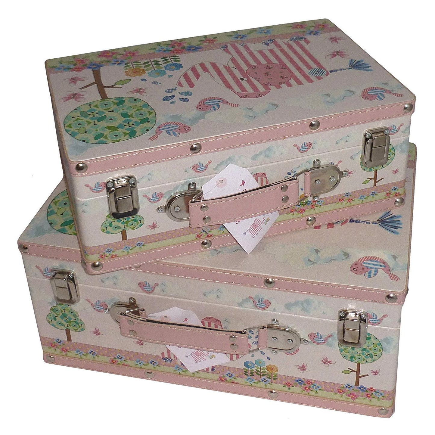 Pink Baby Girl / Child's Set of 2 Nursery Storage Decorative Cases - hanrattycraftsgifts.co.uk