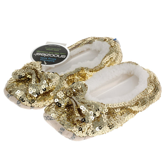Childrens Kids Gold Bling Ballerina Snoozies Medium - hanrattycraftsgifts.co.uk
