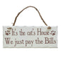 Rectangular Wooden Shabby White Distressed Wooden Wall Plaque on rope pet dog or cat lovers - hanrattycraftsgifts.co.uk