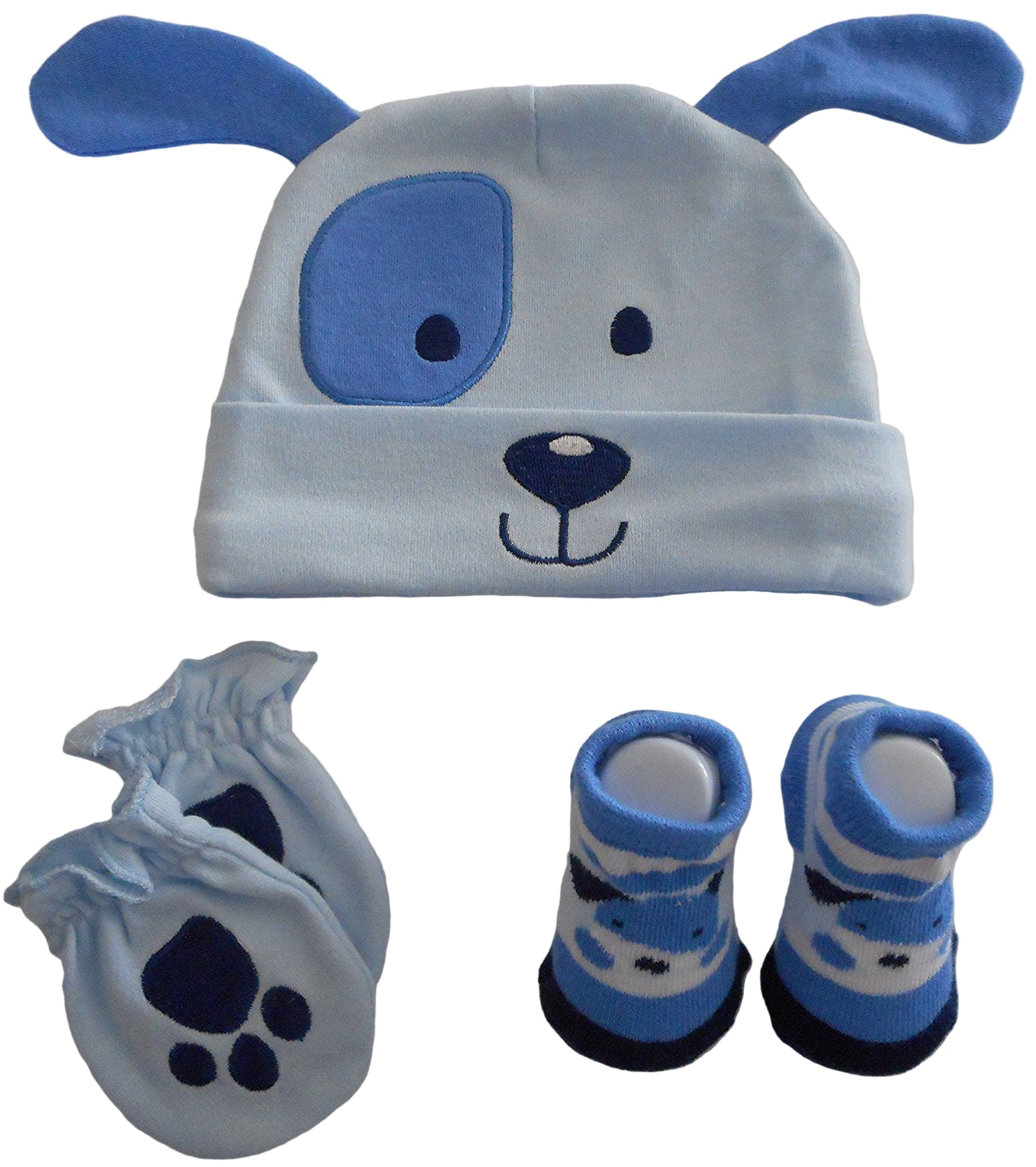 Very Cute Set for Baby - 0 to 6 months Hat, Mittens and Booties Blue Or Pink - hanrattycraftsgifts.co.uk