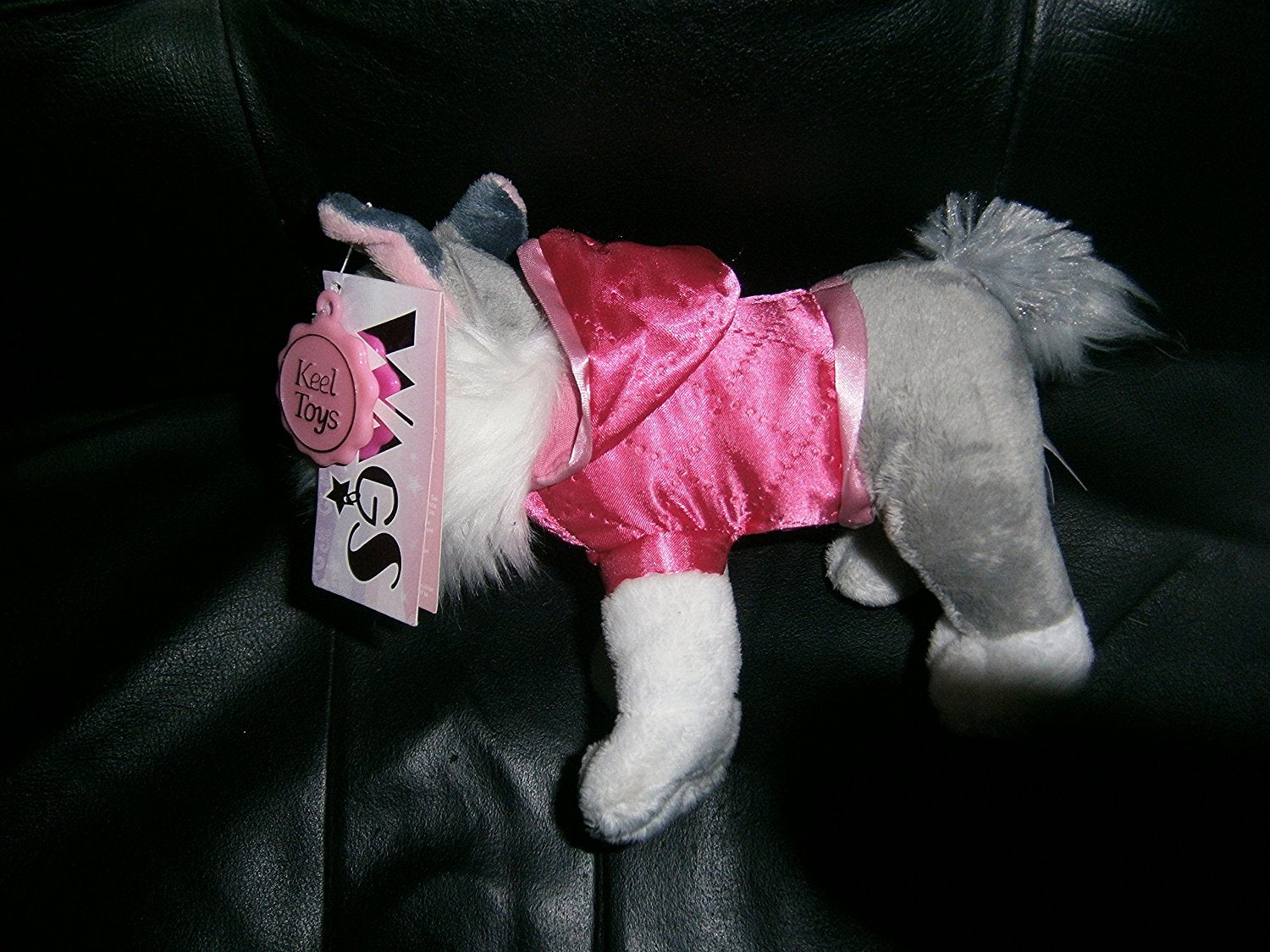 husky wag 20cm with pink coat - hanrattycraftsgifts.co.uk