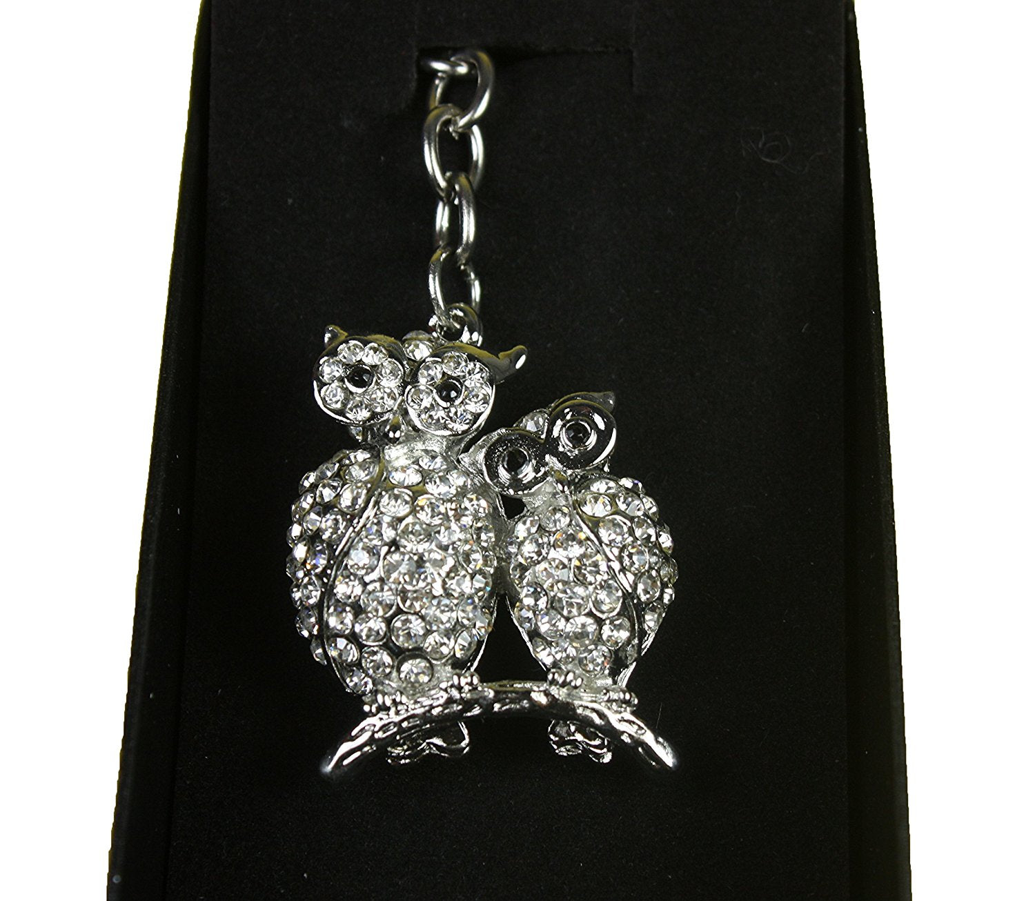 Owls Diamante Keyring and Presentation Box - hanrattycraftsgifts.co.uk