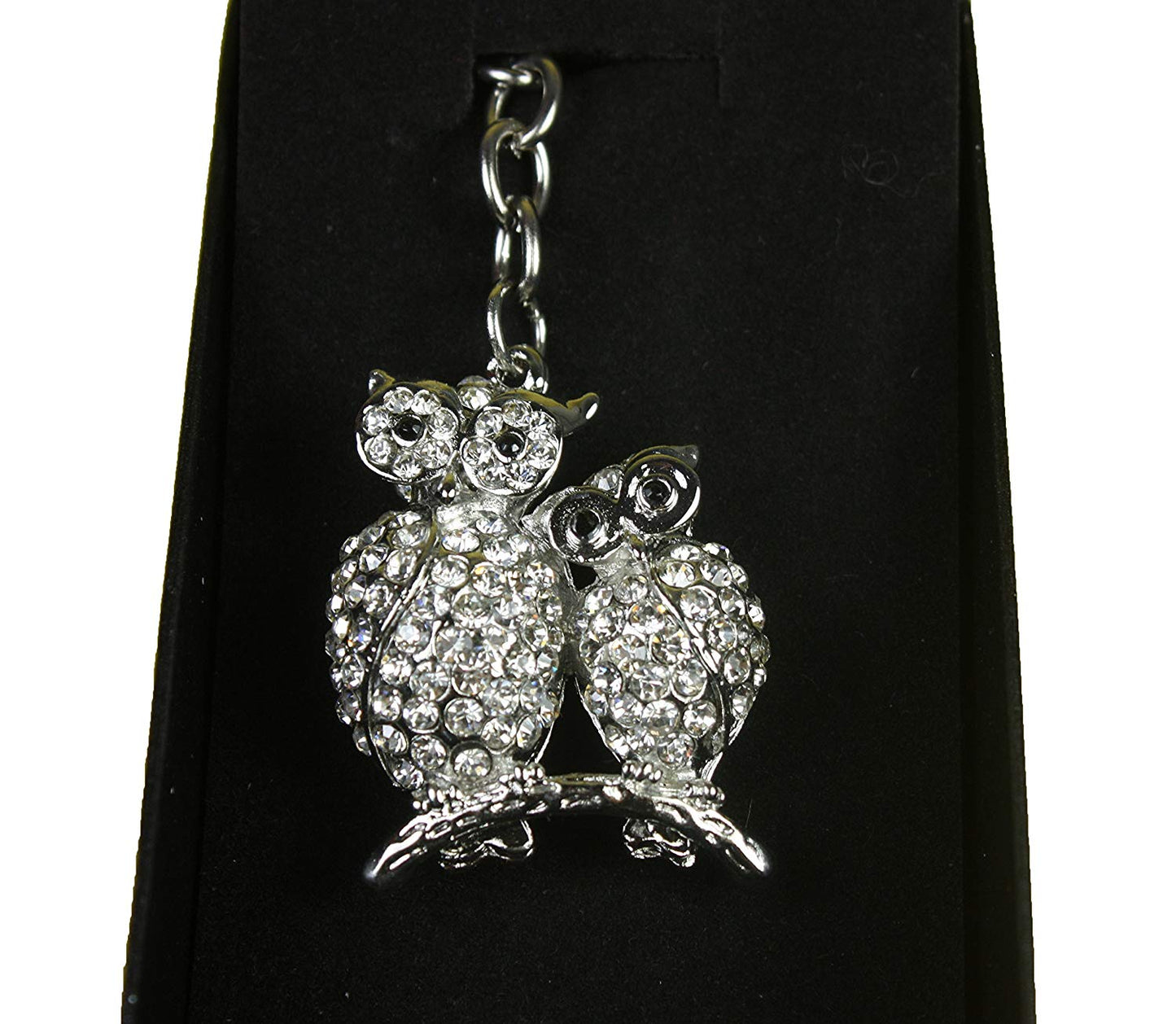 Owls Diamante Keyring and Presentation Box - hanrattycraftsgifts.co.uk