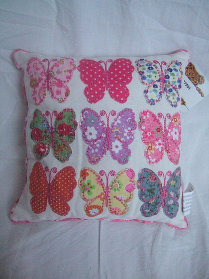 White Patchwork Butterflies Decorative Cushion - Shabby Chic Style - hanrattycraftsgifts.co.uk