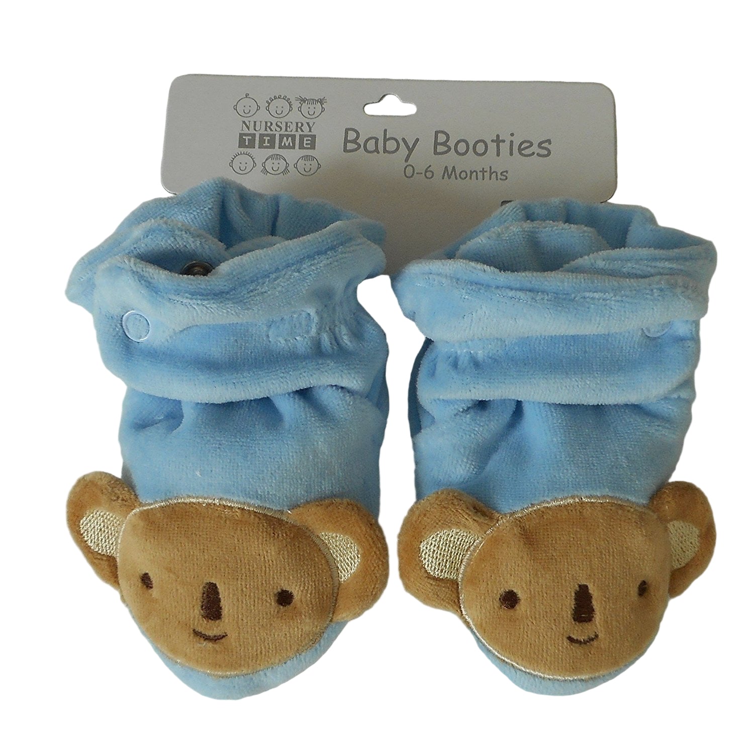 Pair of Baby Shoes 6 - 12 Months Blue Velvet Baby with Teddy Bear - hanrattycraftsgifts.co.uk