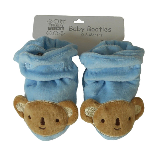 Pair of Baby Shoes 6 - 12 Months Blue Velvet Baby with Teddy Bear - hanrattycraftsgifts.co.uk