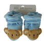 Pair of Baby Shoes 6 - 12 Months Blue Velvet Baby with Teddy Bear - hanrattycraftsgifts.co.uk