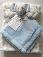 Beautiful Soft Blue Baby/Child Soft Toy/Cuddly Toy Elephant with Blanket 70 x 80 cm - hanrattycraftsgifts.co.uk