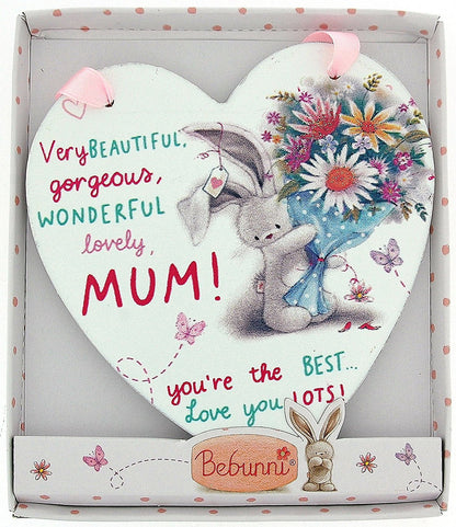 Bebunni Mothers Day Gift - Birthday Gift - Or Just Because.....Hanging Heart Plaque - hanrattycraftsgifts.co.uk