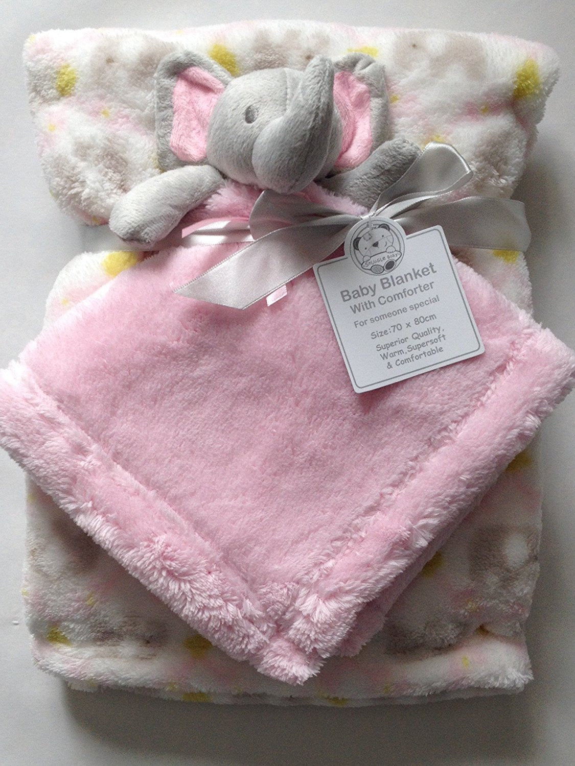Beautiful Soft Baby/Child Cuddly Toy Elephant with Blanket 70&nbsp;x 80&nbsp;cm Pink - hanrattycraftsgifts.co.uk