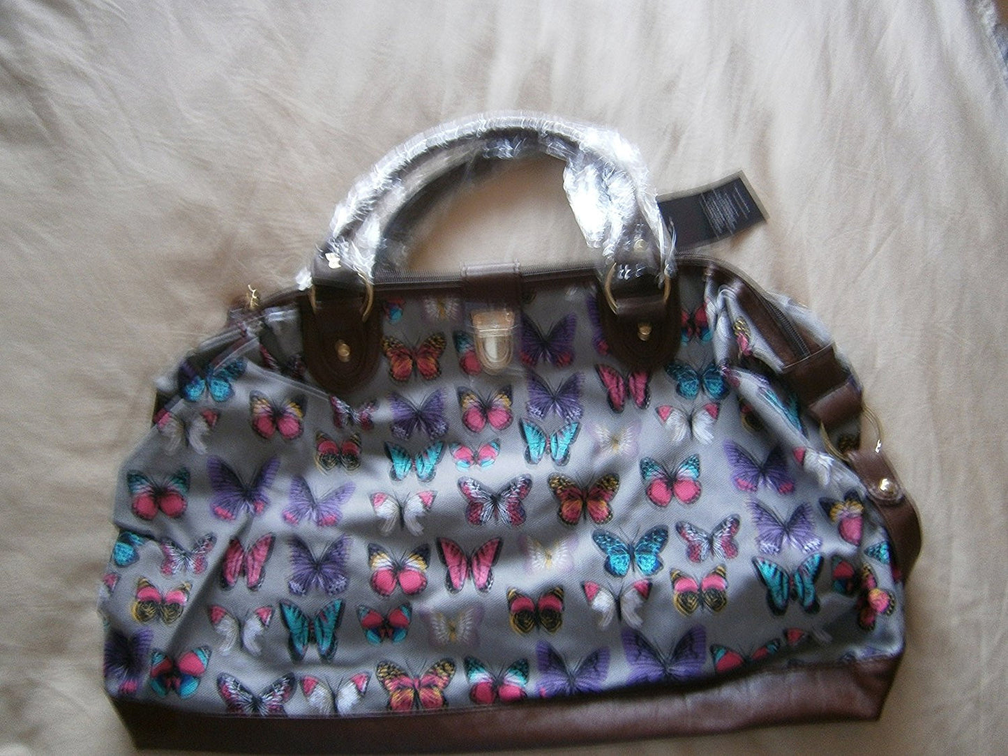 miss k vintage collection deisgner tote bag butterfly grey - hanrattycraftsgifts.co.uk