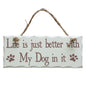Rectangular Shabby Chic White Wooden Wall Plaque / Sign on rope - for cat, dog, pet lovers - hanrattycraftsgifts.co.uk