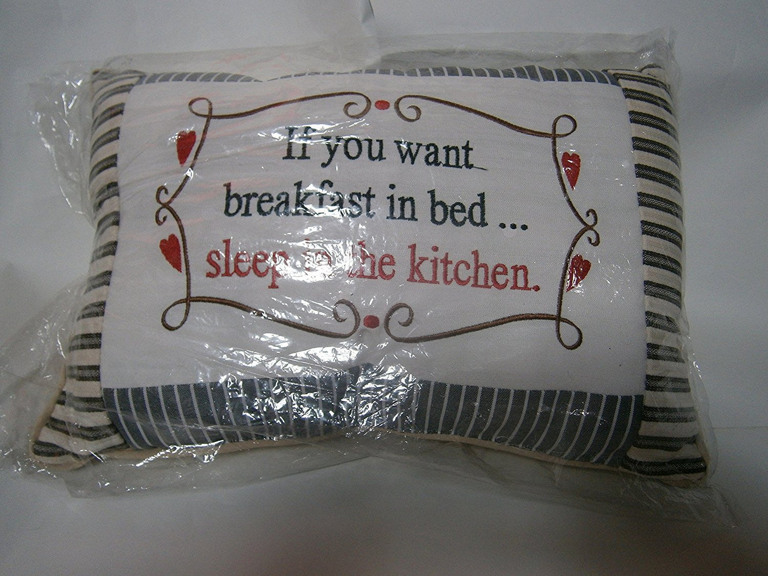 sentiments cushion if you want breakfast in bed sleep in the kitchen - hanrattycraftsgifts.co.uk